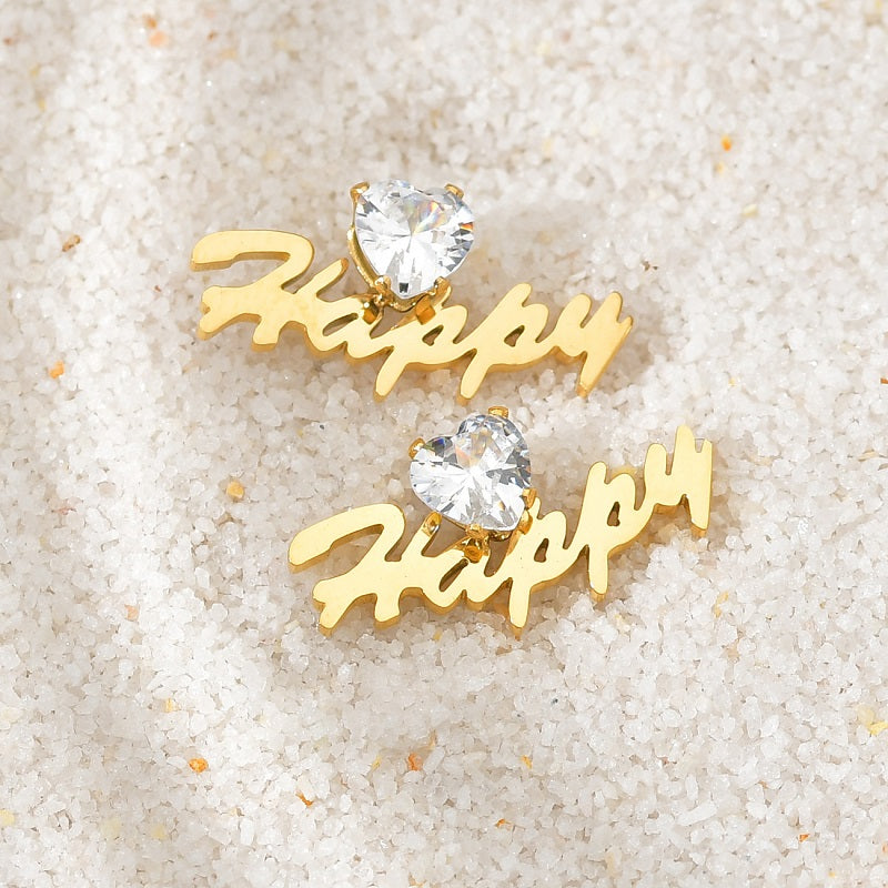 Custom Name Earrings Personalized Gift for Women, 18k Gold Plated Personalized Name Stud Earring Custom Made with Any Name