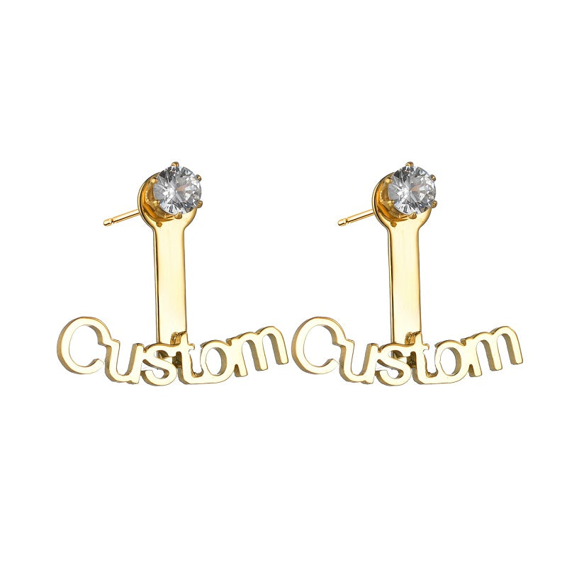 Name Earrings Personalized 18K Gold Plated Nameplate Stub Earrings Custom Name Drop Earrings for Womens Girls