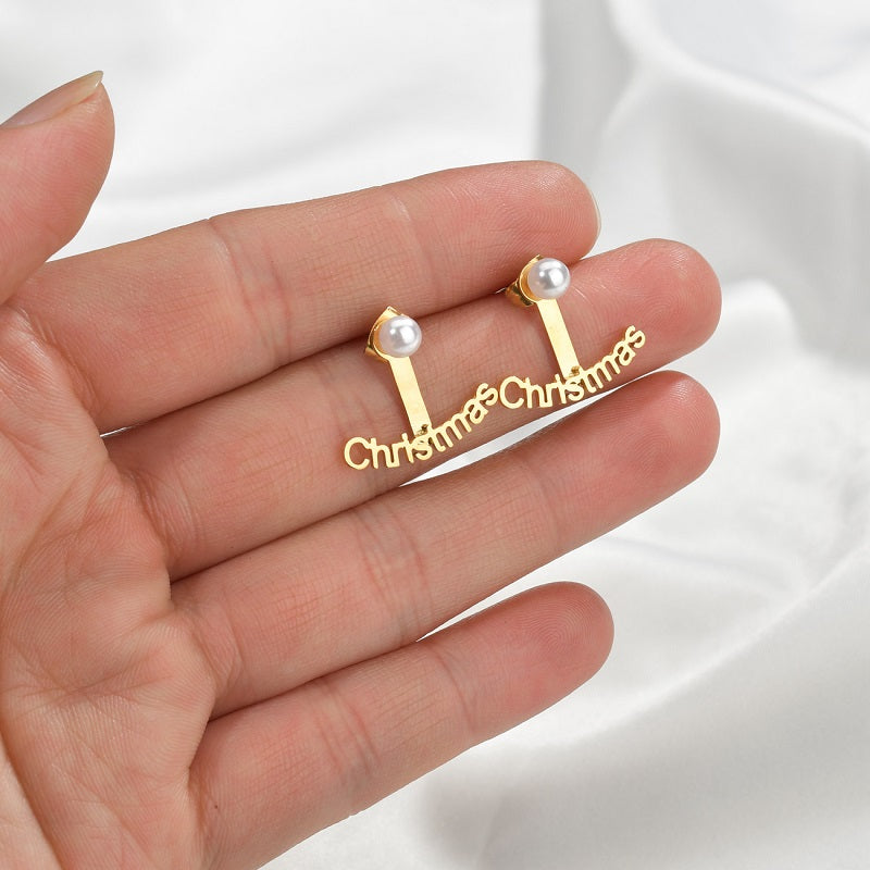 Custom Name Earrings Personalized Gift for Women, 18k Gold Plated Personalized Name Stud Earring Custom Made with Any Name